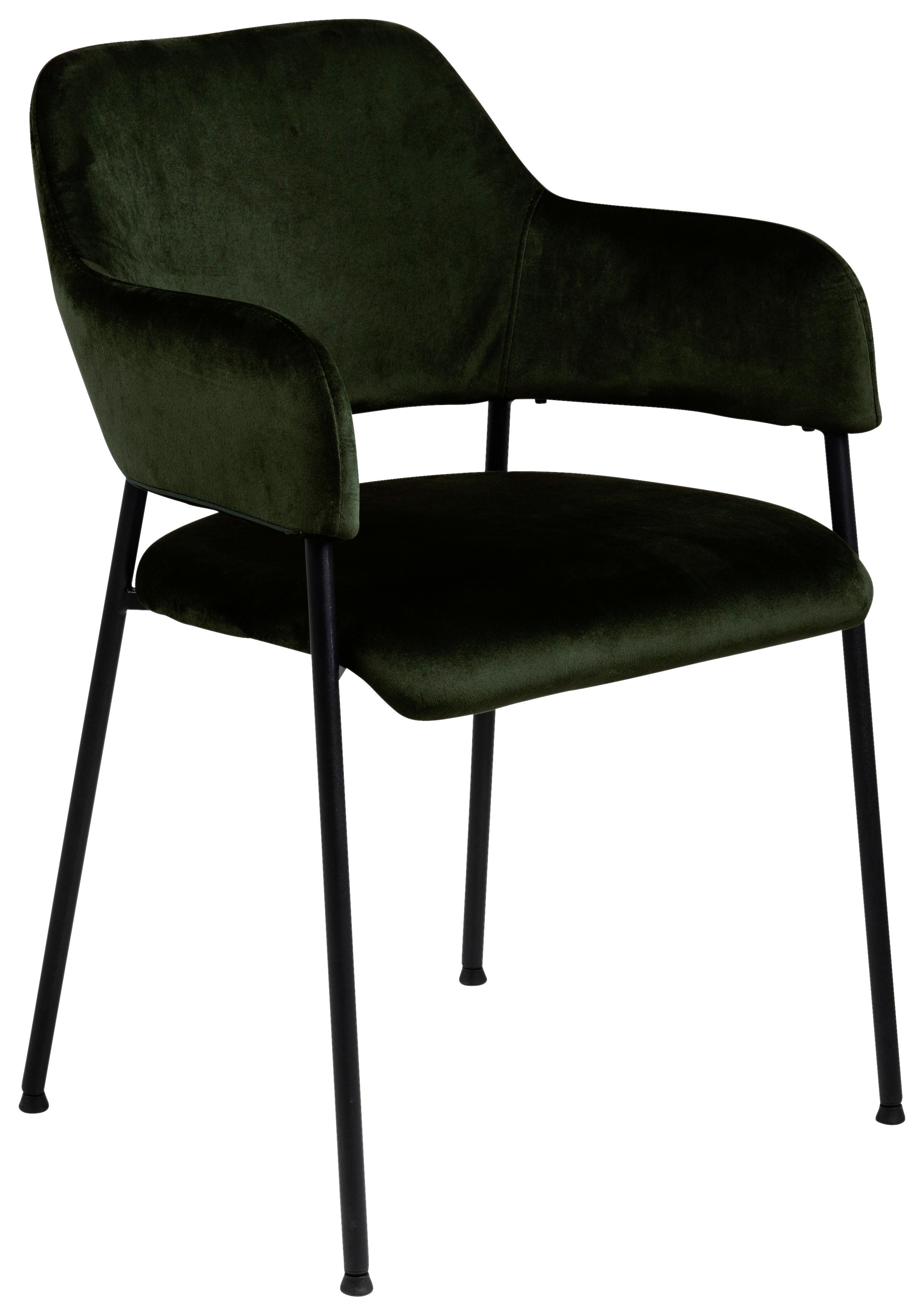 Židle S Podroučkami Lima Zelená - černá/olivově zelená, Design, kov/textil (54/82/55cm) - Livetastic