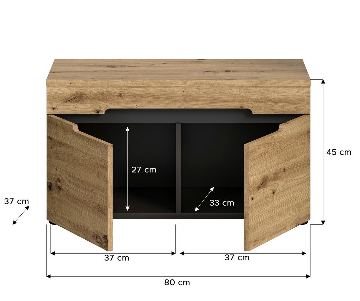 Sitzbank Canu Eiche Artisan B: 80 Cm - KONVENTIONELL, Holzwerkstoff (80/45/37cm) - MID.YOU