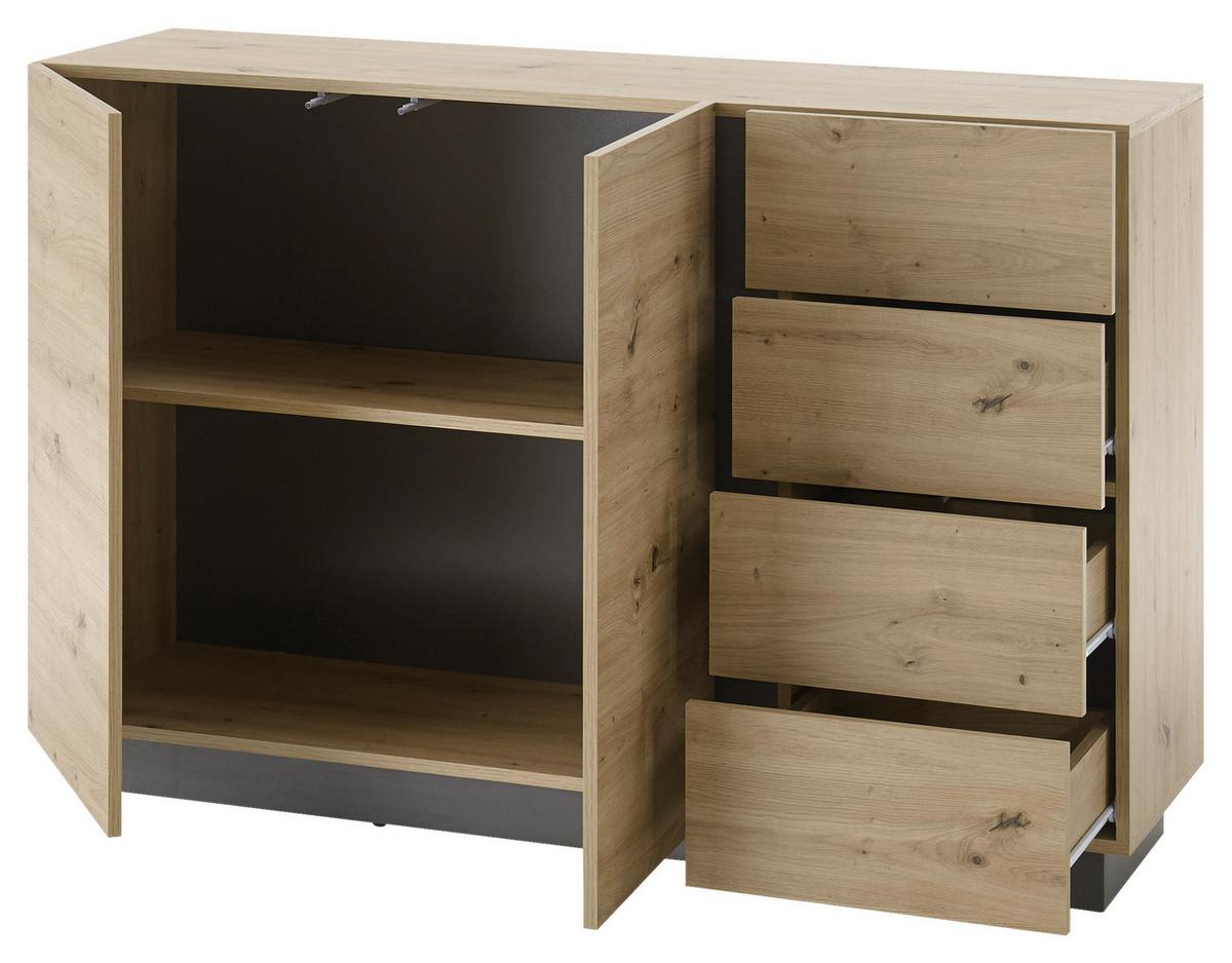 Sideboard Clair Grau/Eiche Dekor B:138cm - Eiche Artisan/Grau, Design, Holzwerkstoff (138/91/40cm) - MID.YOU
