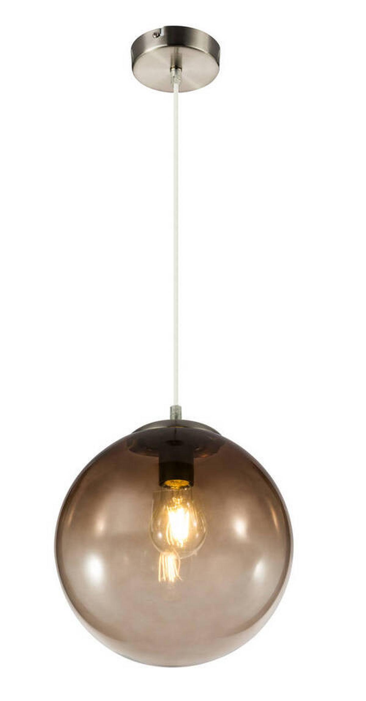 Hängeleuchte H: 120 cm 1-Flammig mit Rauchglas - Chromfarben/Grau, Basics, Glas/Metall (25/120cm) - Globo