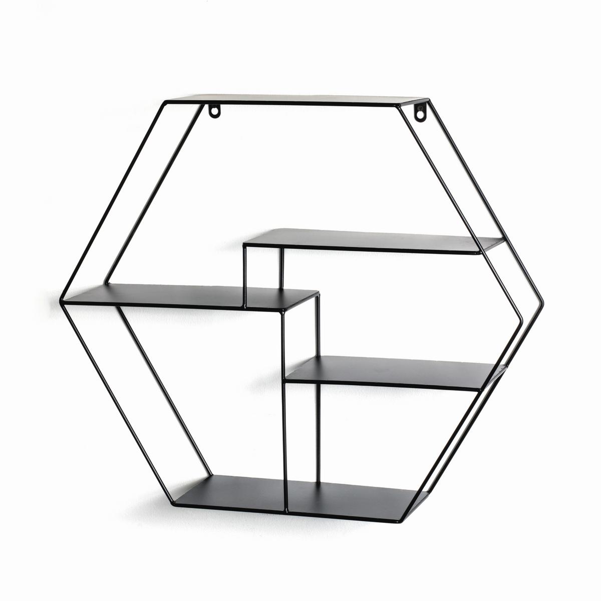 Nástěnný regál KIRKLESS 3 černý - černá, Moderní, kov (61/54/16cm)