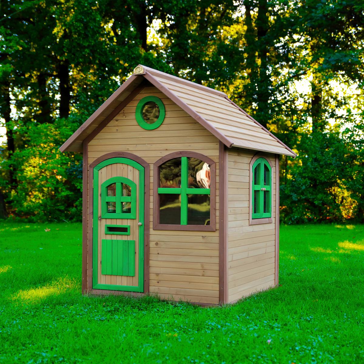 Spielhaus Julia Braun/Grün B: 137 cm - Braun/Grün, KONVENTIONELL, Holz (137/175/151cm) - Ambia Garden