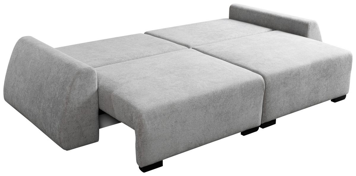 Schlafsofa Almi Boucle Hellgrau, B: 260 Cm - Schwarz/Grau, Design, Textil (260/100/80cm) - Livetastic