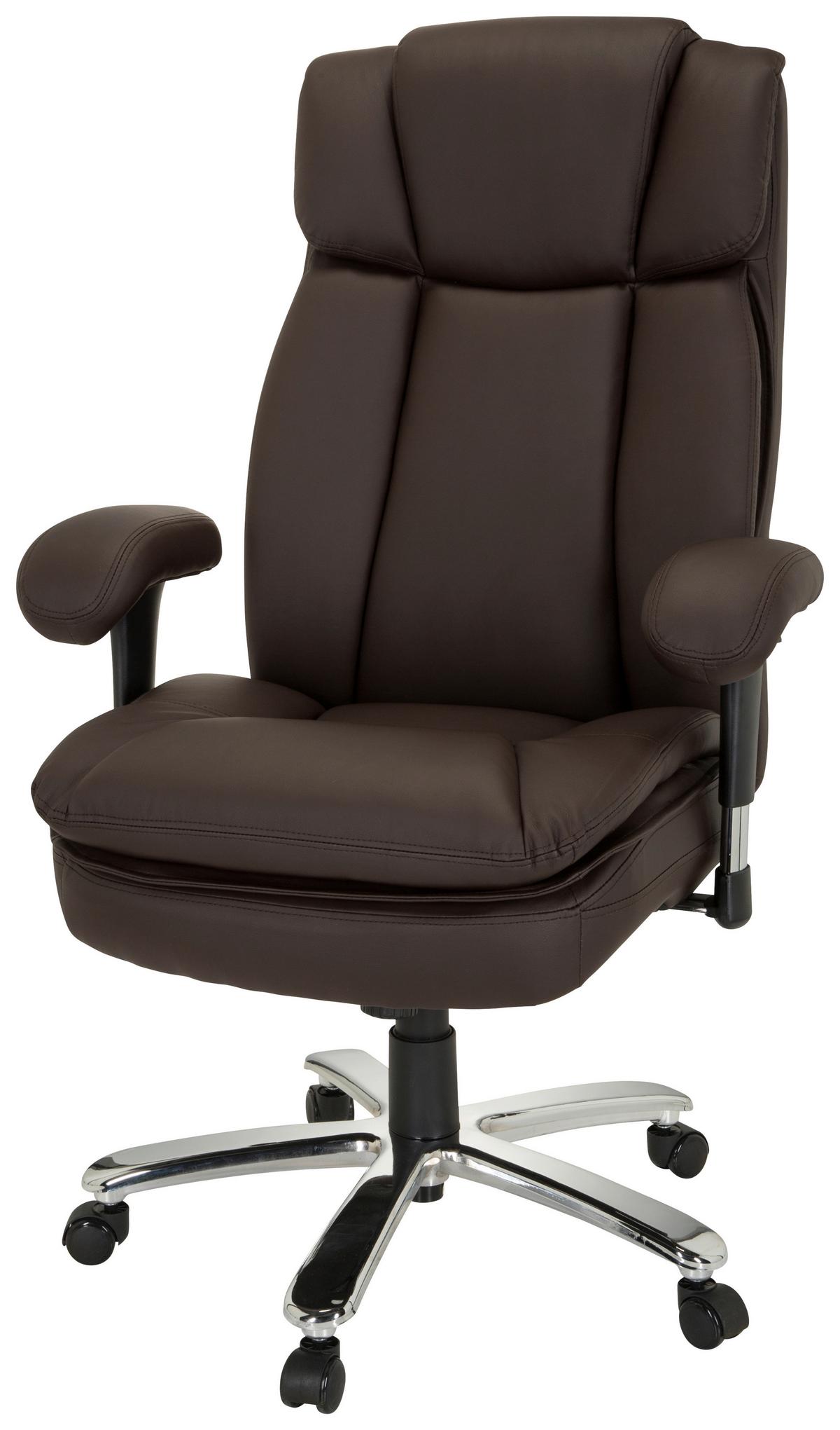Chefsessel Builder Xxl I Dunkelbraun - Dunkelbraun/Silberfarben, MODERN, Kunststoff/Textil (77/123/84cm) - MID.YOU