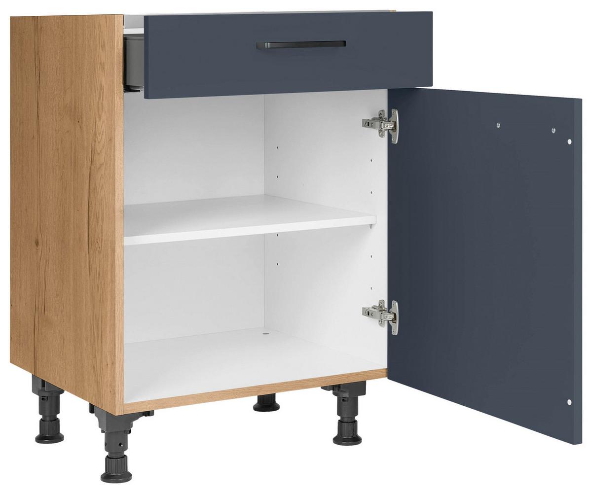 Kochfeldumbauschrank Easytouch - Blau/Eichefarben, MODERN, Holzwerkstoff (60/87/56cm) - Nobilia