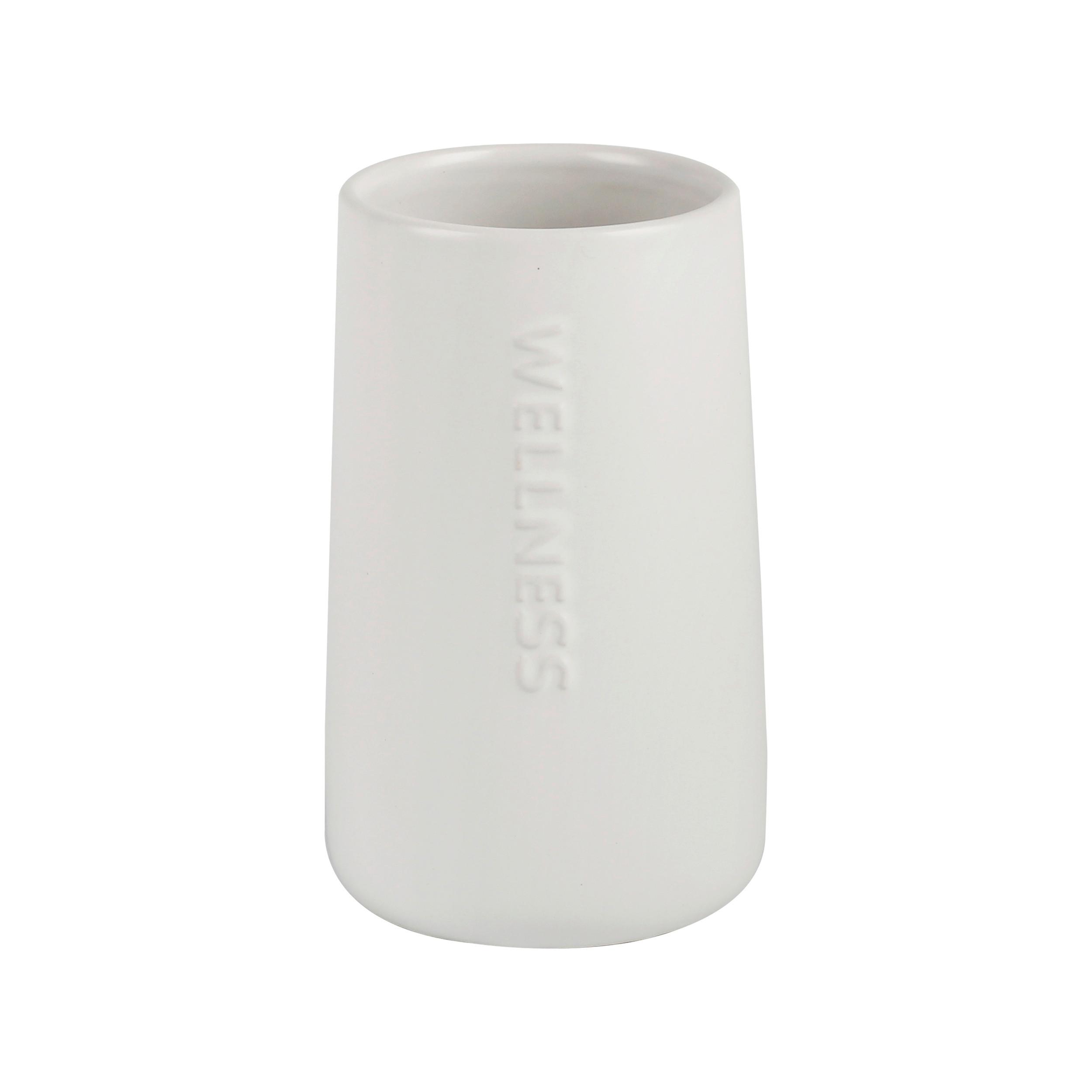 Pohár na zubné kefky EDNA - biela, Modern, plast/keramika (8,5/14,2cm) - Mömax