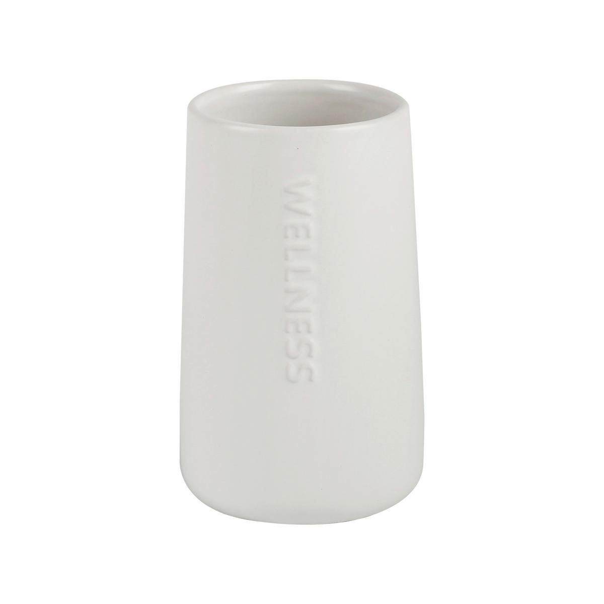 Pohár na zubné kefky EDNA - biela, Modern, plast/keramika (8,5/14,2cm) - Mömax