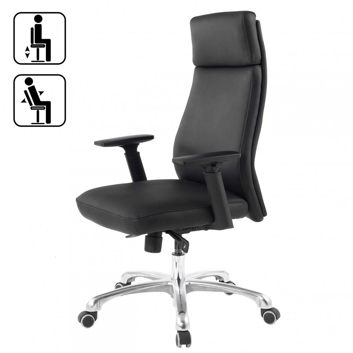 Otočná židle z kůže PORTO černá - černá/barvy hliníku, Moderní, kov/plast (67,5/117,5/67,5cm) - MID.YOU