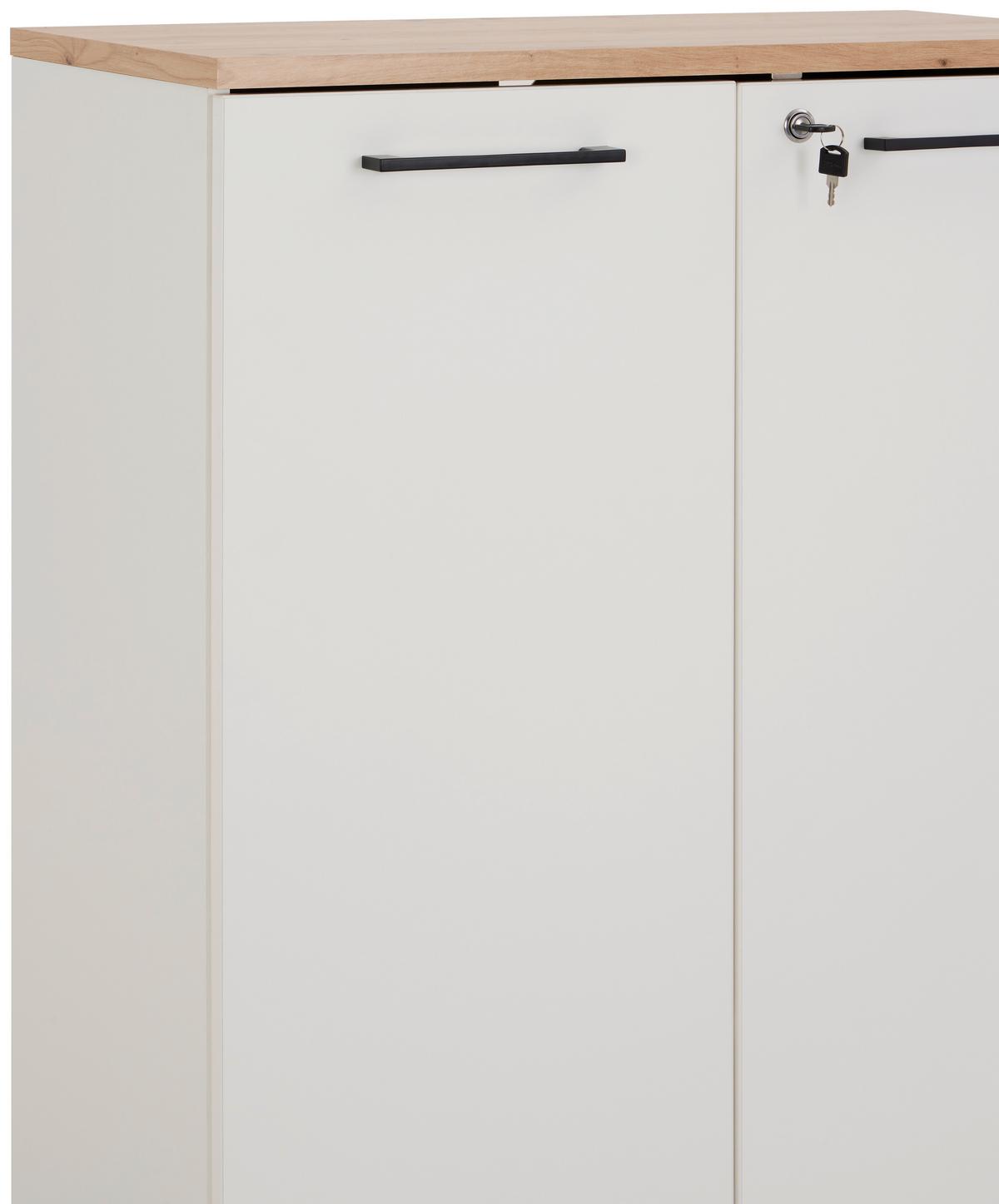 Aktenschrank Versperrbar Eiche Dekor Weiß B: 80 Cm - Eichefarben/Weiß, MODERN, Holzwerkstoff (80/112/38cm)