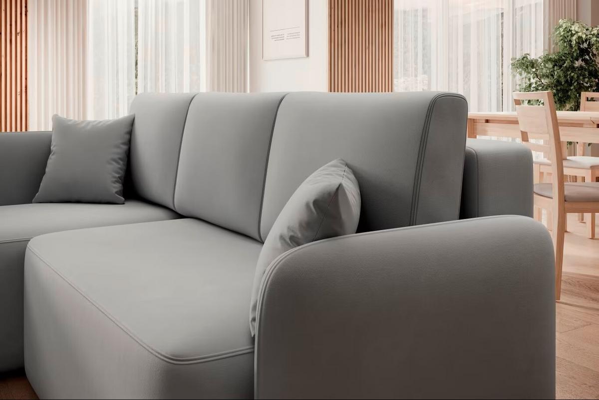 Ecksofa Hadson Hellgrau S: 150x206 cm - Hellgrau/Schwarz, Design, Textil (150/206cm) - MID.YOU