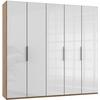 Drehtürenschrank 250 Cm Level 36c Weiß/eiche Dekor - Eichefarben/Weiß, MODERN, Glas/Holzwerkstoff (250/236/58cm) - MID.YOU