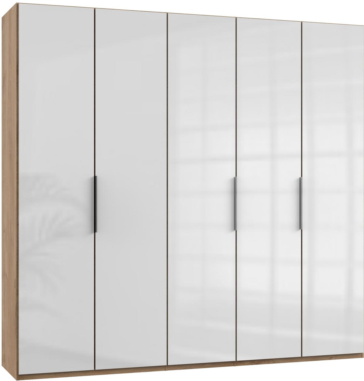 Drehtürenschrank 250 Cm Level 36c Weiß/eiche Dekor - Eichefarben/Weiß, MODERN, Glas/Holzwerkstoff (250/236/58cm) - MID.YOU