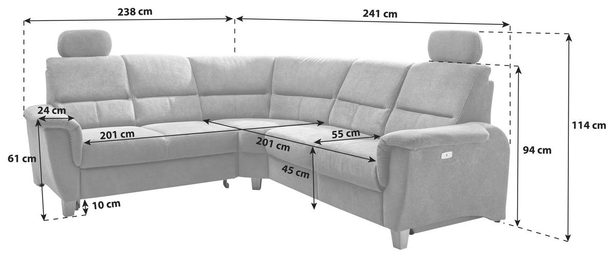 Ecksofa Parole Anthrazit S:238/241 Cm - Wildeiche/Anthrazit, KONVENTIONELL, Textil (238/241cm) - Livetastic