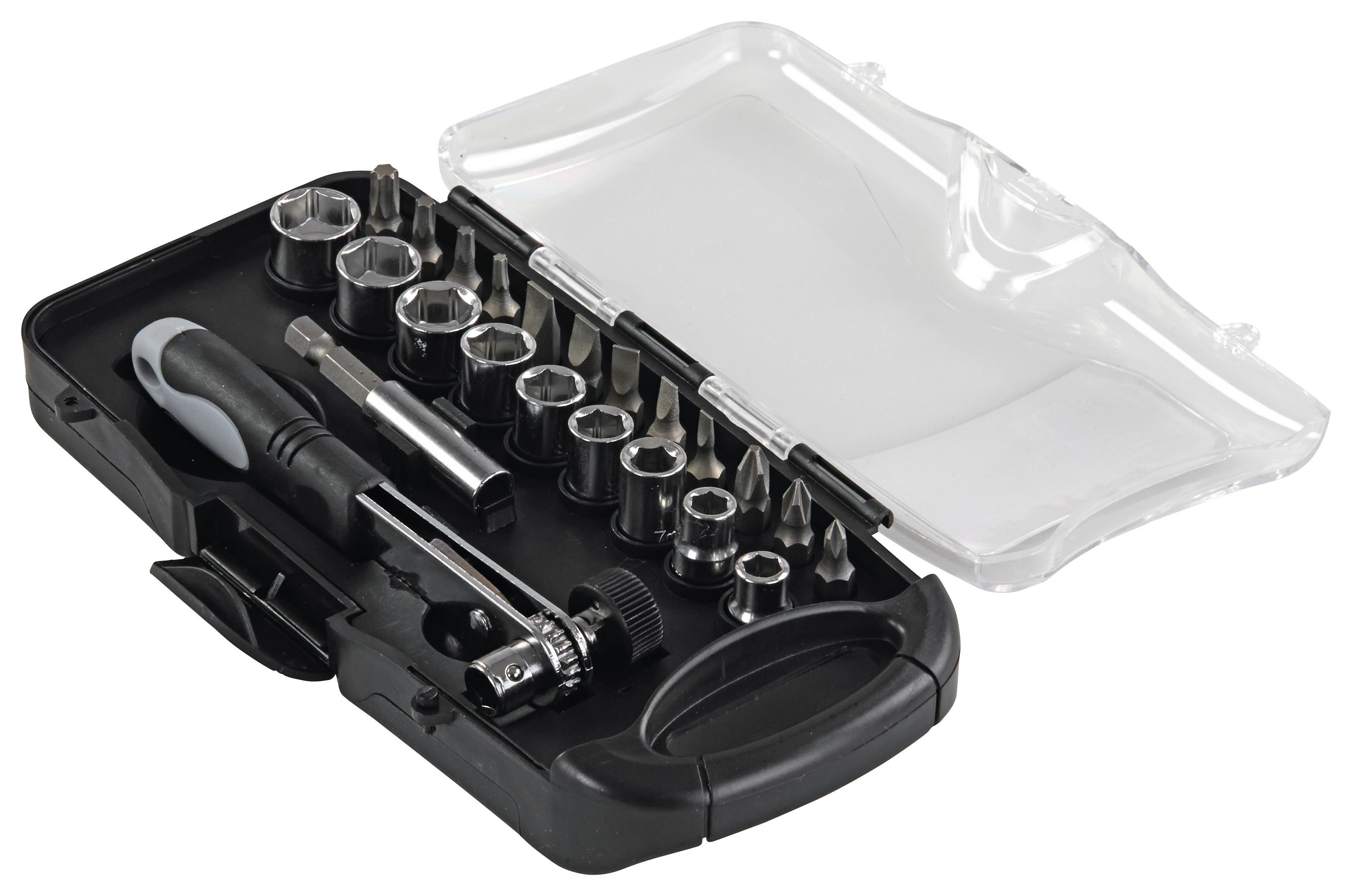 Winkelschrauber-vorsatz Farolt Mit 12 Bits, 9 Steckschlüssel - Silberfarben, KONVENTIONELL, Metall
