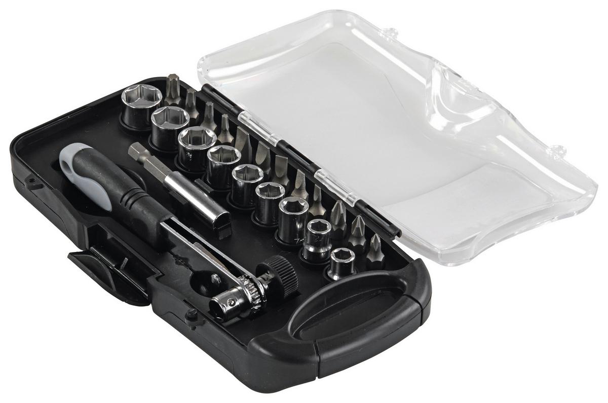 Winkelschrauber-vorsatz Farolt Mit 12 Bits, 9 Steckschlüssel - Silberfarben, KONVENTIONELL, Metall