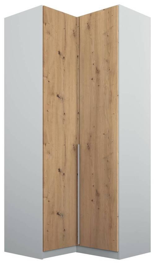 Rohová Šatníková Skriňa Alabama - svetlosivá/farby hliníka, Moderný, kompozitné drevo (100/229/102cm)