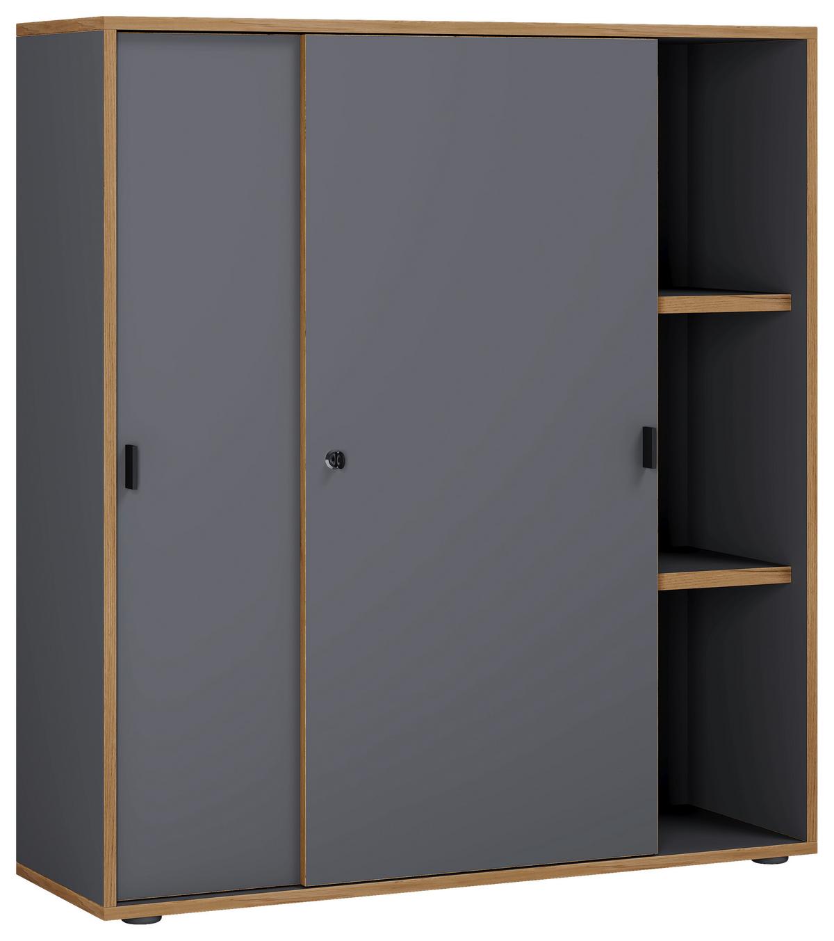 Aktenschrank Salia Anthrazit, Honigeiche B:100 cm - Honigeiche/Anthrazit, Design, Holzwerkstoff (100/110/37cm) - MID.YOU