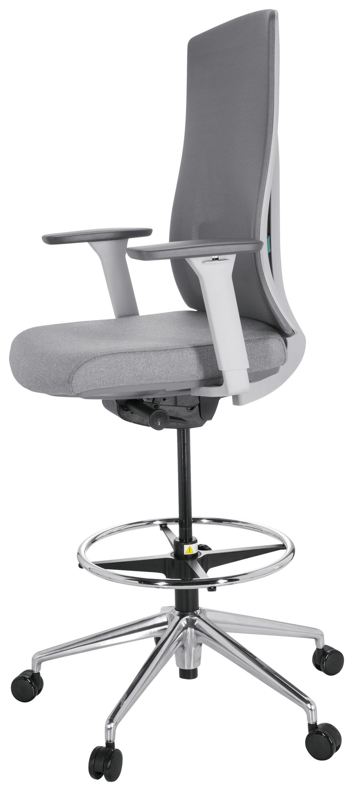 Bürostuhl Halifax Work Grau Bis 150 Kg - Silberfarben/Grau, Basics, Kunststoff/Textil (68/122/60cm) - MID.YOU