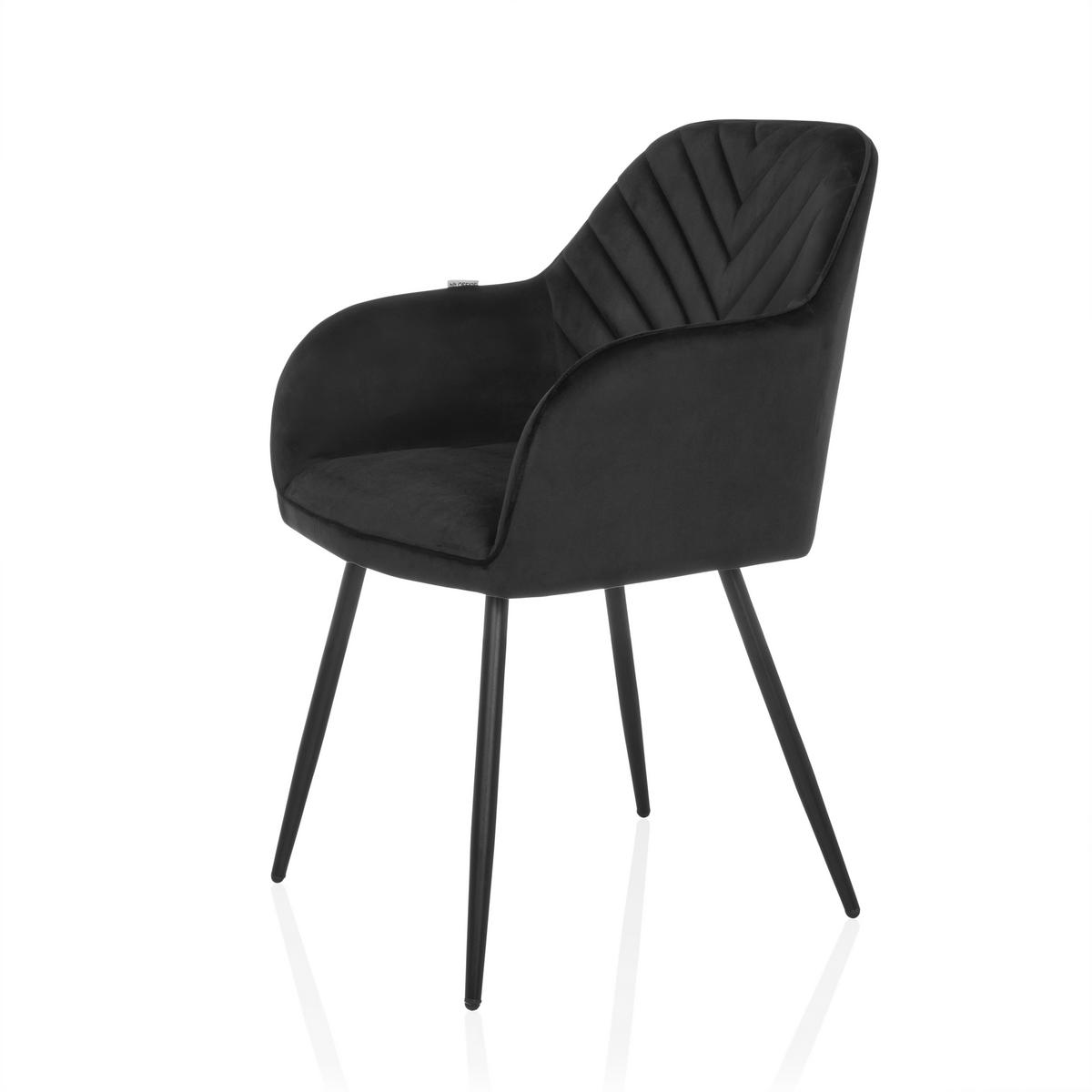 Armlehnstuhl Charvelle Schwarz B: 55 Cm - Schwarz, MODERN, Textil/Metall (55/86/58cm) - MID.YOU