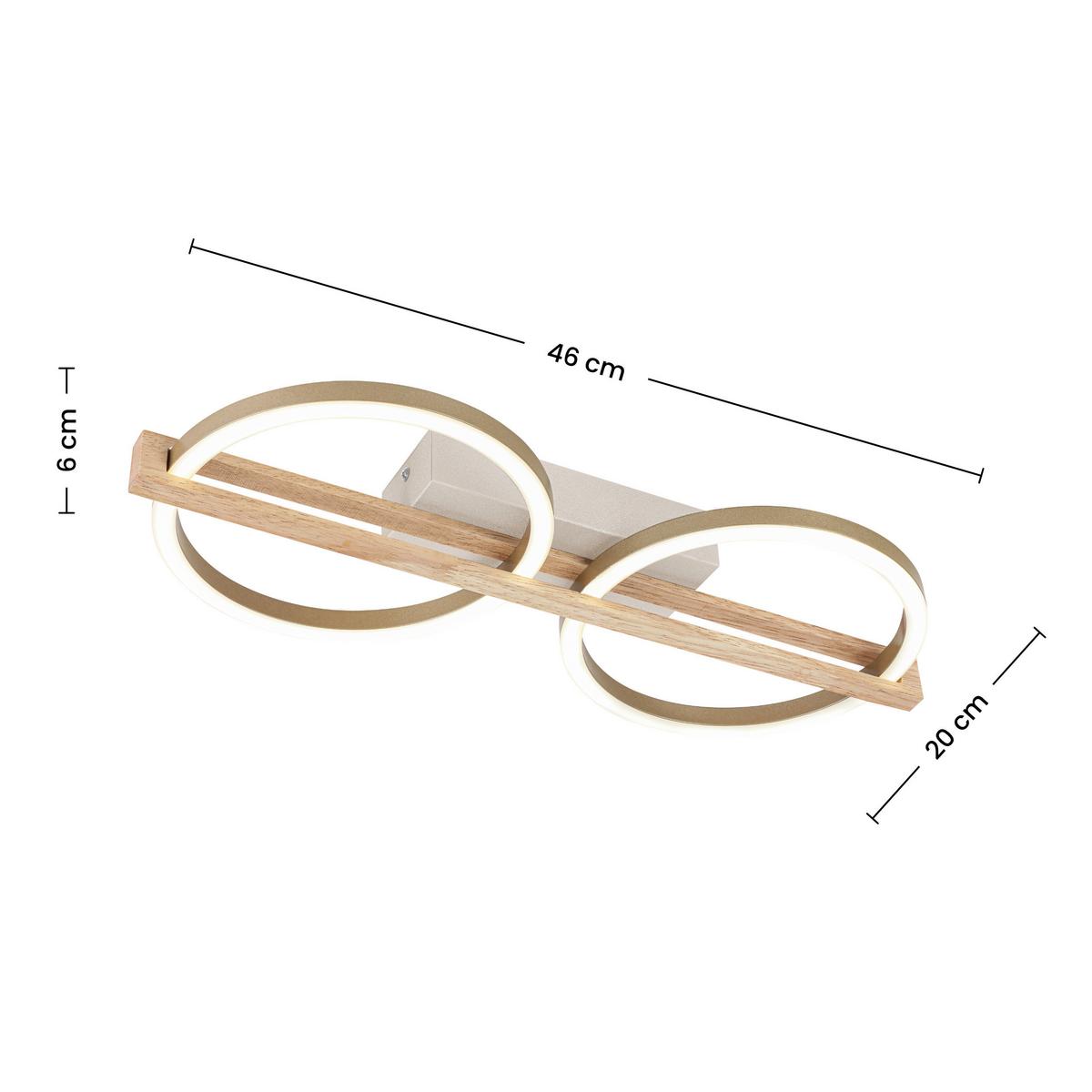 LED-Deckenleuchte Camillo - Champagner/Naturfarben, Basics, Holzwerkstoff/Kunststoff (46/20/6cm) - Luca Bessoni