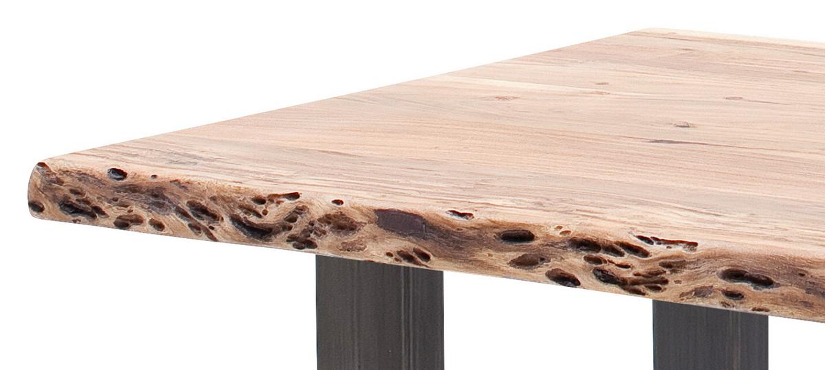 Couchtisch Holz mit Massiver Tischplatte Cartagena, Akazie - Akaziefarben/Nickelfarben, MODERN, Holz/Metall (75/45/75cm)