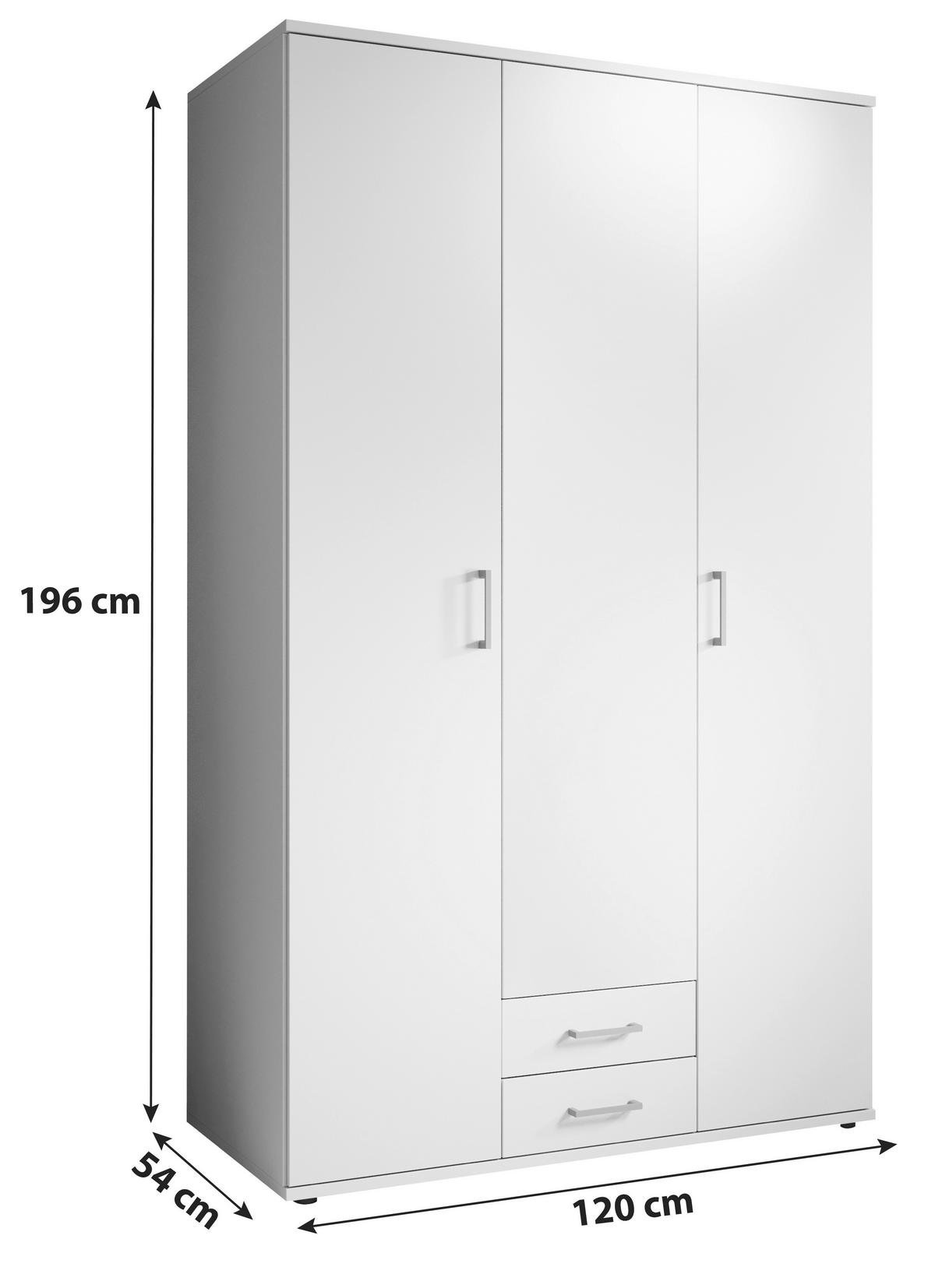 Drehtürenschrank Mit 2 Laden 120cm Paul,sonomaeiche 3-Türig - Sonoma Eiche, Basics, Glas/Holzwerkstoff (120/196/54cm)