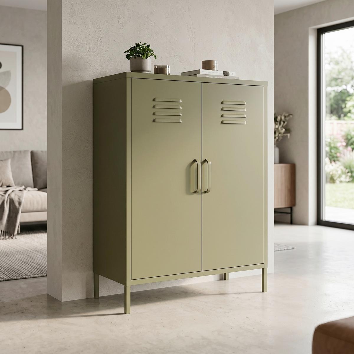 KOMMODE Bradford Olivgrün B: 79 cm - Olivgrün, Design, Metall (79/100/39cm) - MID.YOU