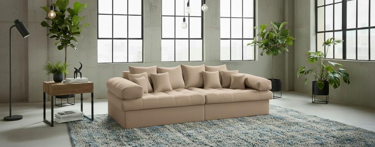 Bigsofa Naomi Hellbraun B: 284 cm - Hellbraun/Schwarz, Design, Textil (284/94/148cm) - Livetastic