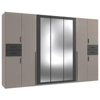 Drehtürenschrank Vegas Sahara/Graphit/Grau B: 313 cm - Graphitfarben/Grau, Basics, Glas/Holzwerkstoff (313/208/58cm) - MID.YOU