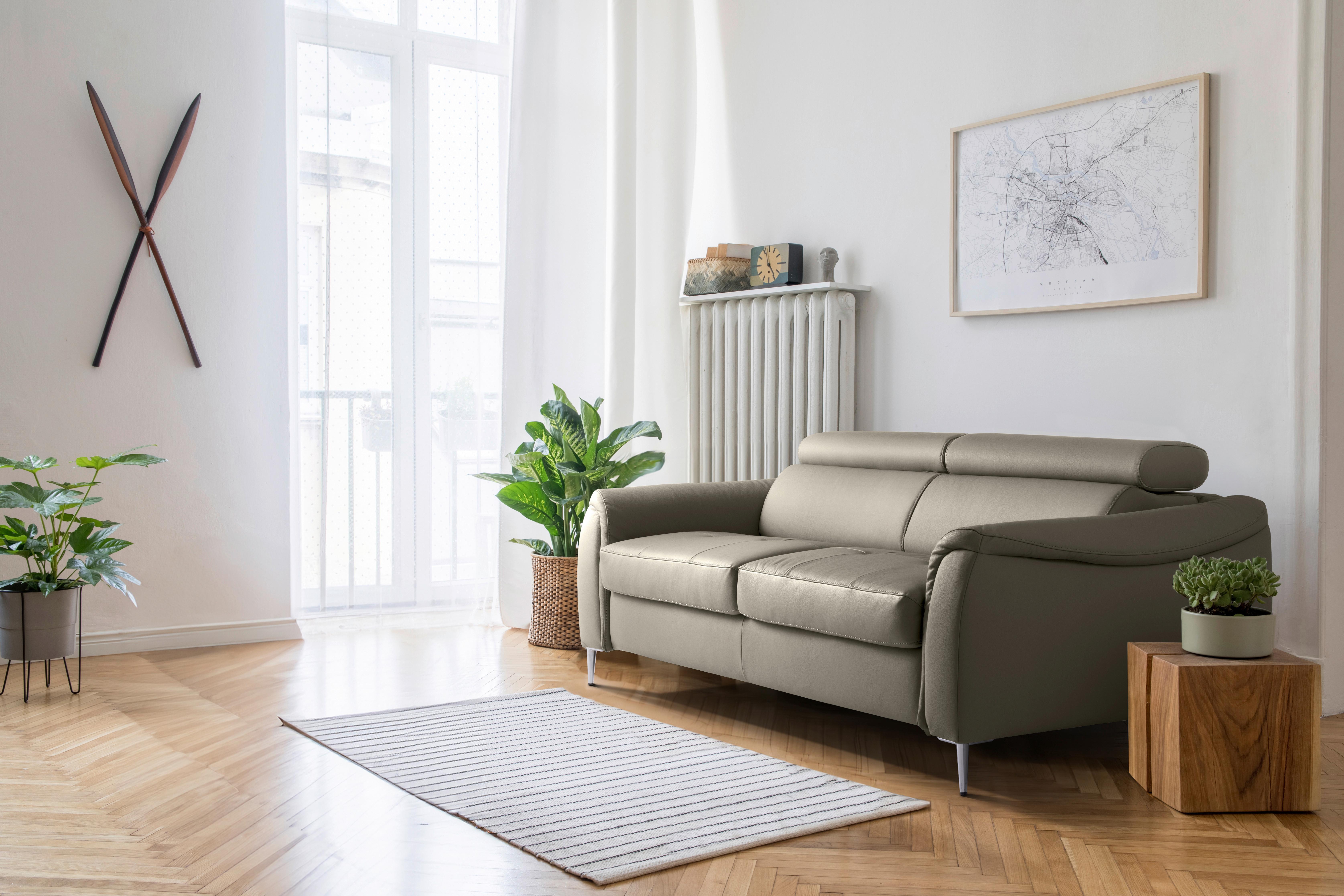 Schlafsofa Pafos Schlammfarben Lederlook, Rindsleder B: 203cm - Schlammfarben, Design, Leder/Textil (203/77-98/103cm) - MID.YOU