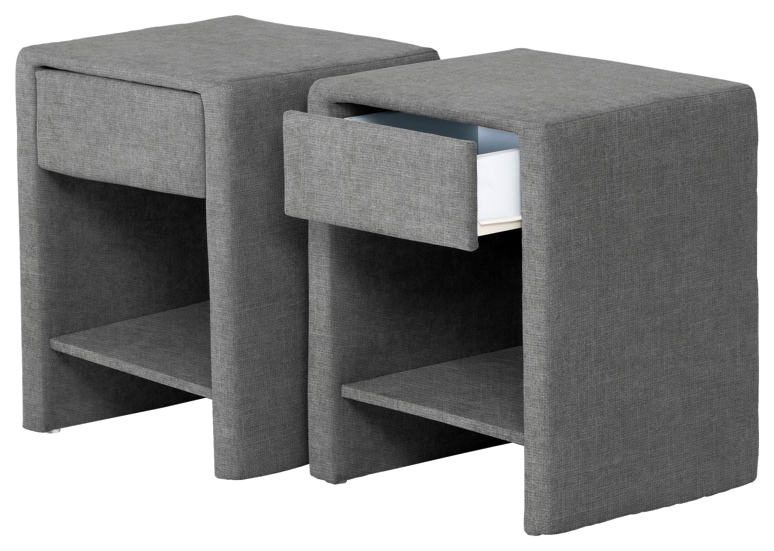 Éjjeliszekrény Moon 48/59cm - szürke, Trend, faalapú anyag/textil (48/59/44cm) - Luca Bessoni