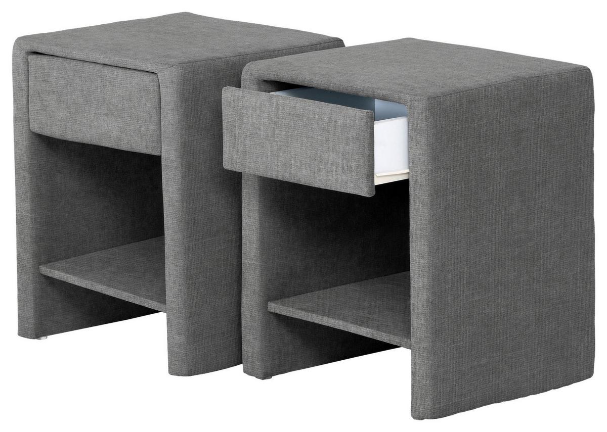 Éjjeliszekrény Moon 48/59cm - szürke, Trend, faalapú anyag/textil (48/59/44cm) - Luca Bessoni