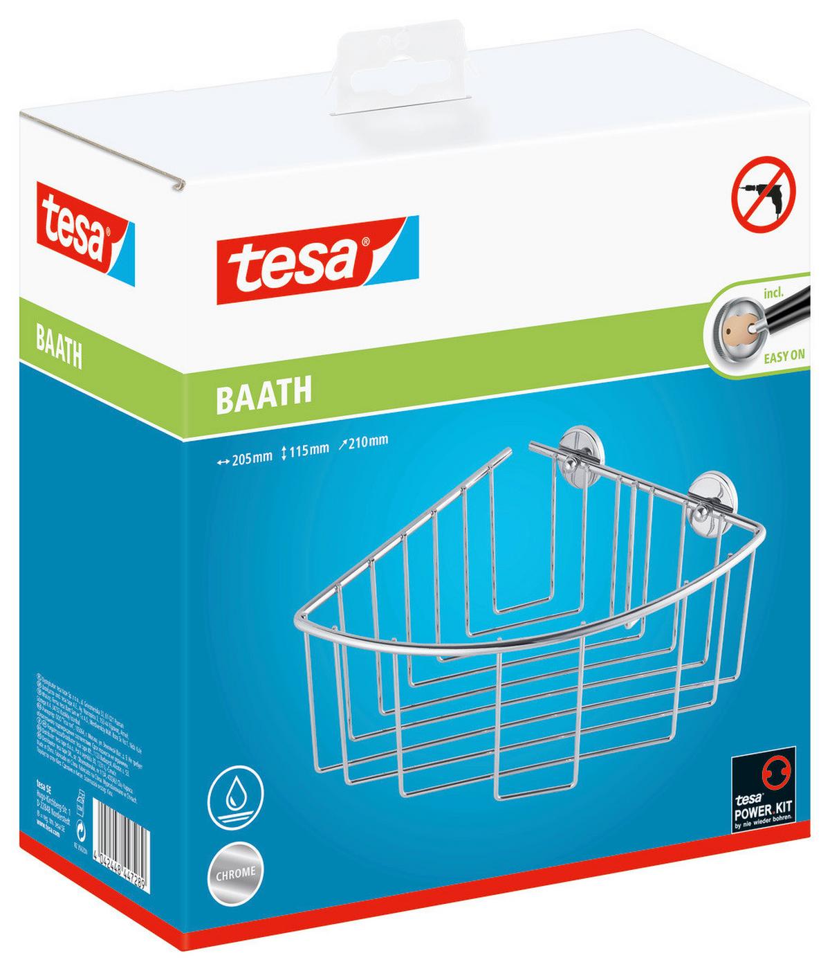 Duschregal Baath Edelstahlfarben - Edelstahlfarben, Trend, Metall (20,5/10/20,1cm) - Tesa