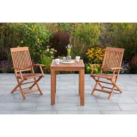 Gartentischgruppe Comodoro 3 tlg. Naturfarben - Eukalyptusholzfarben, KONVENTIONELL, Holz - Gardenson