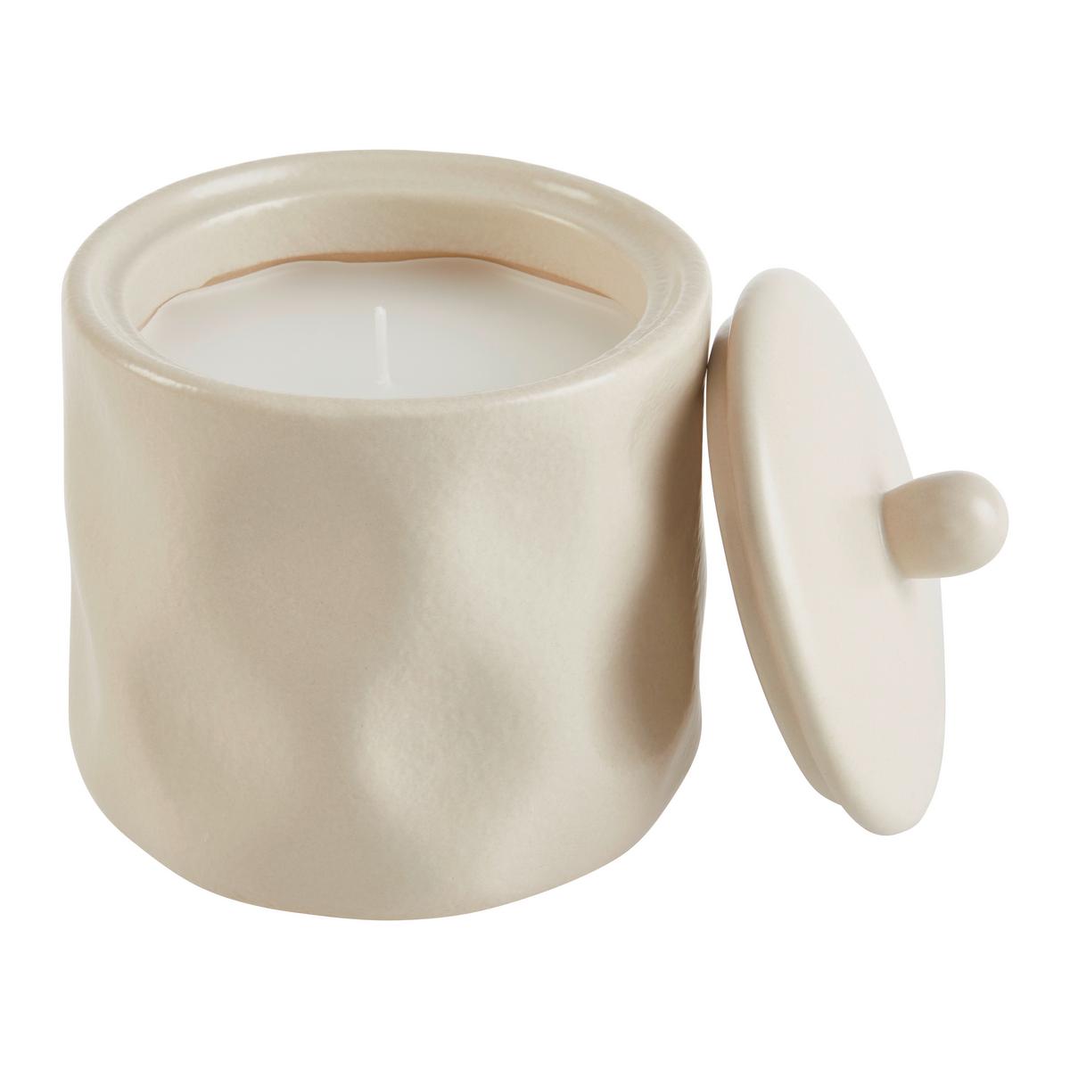 SVÍČKA V NÁDOBCE MAJA - černá/krémová, Konvenční, přírodní materiály/keramika (9/9/11cm) - Modern Living