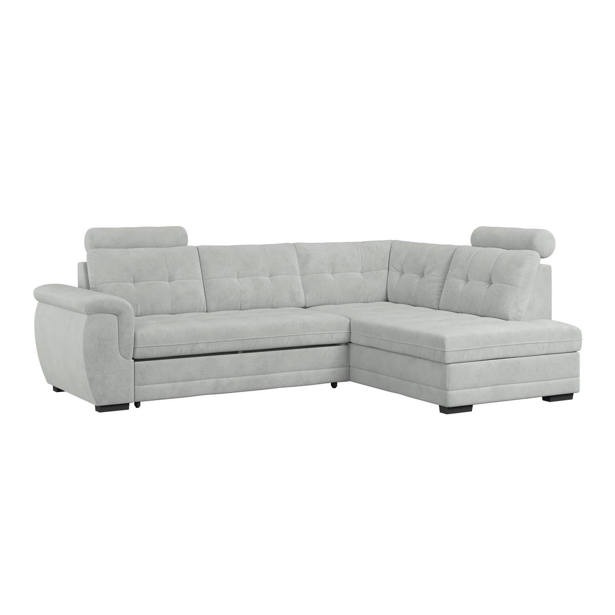Ecksofa mit Schlaffunktion Falco new Grau 251x183 cm - Schwarz/Grau, KONVENTIONELL, Textil (251/183cm) - Ondega