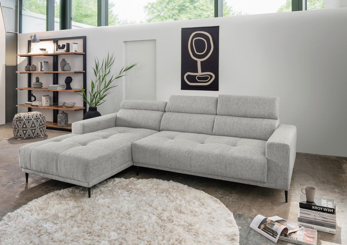 Ecksofa Interna, Grau S: 188x276 Cm - Schwarz/Grau, KONVENTIONELL, Textil (188/276cm) - Livetastic