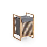 Wäschekorb Grau/Eichefarben B: 31,8 cm - Eichefarben/Grau, Design, Holzwerkstoff/Textil (31,8/75,5/60,6cm) - MID.YOU