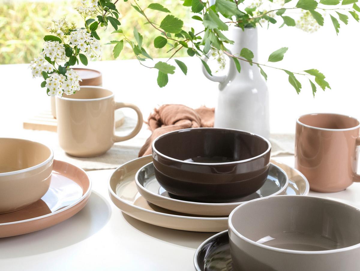 Kombiservice 16-Tlg. Keramik, Beige,hellbraun - Hellbraun/Beige, Basics, Keramik - Creatable