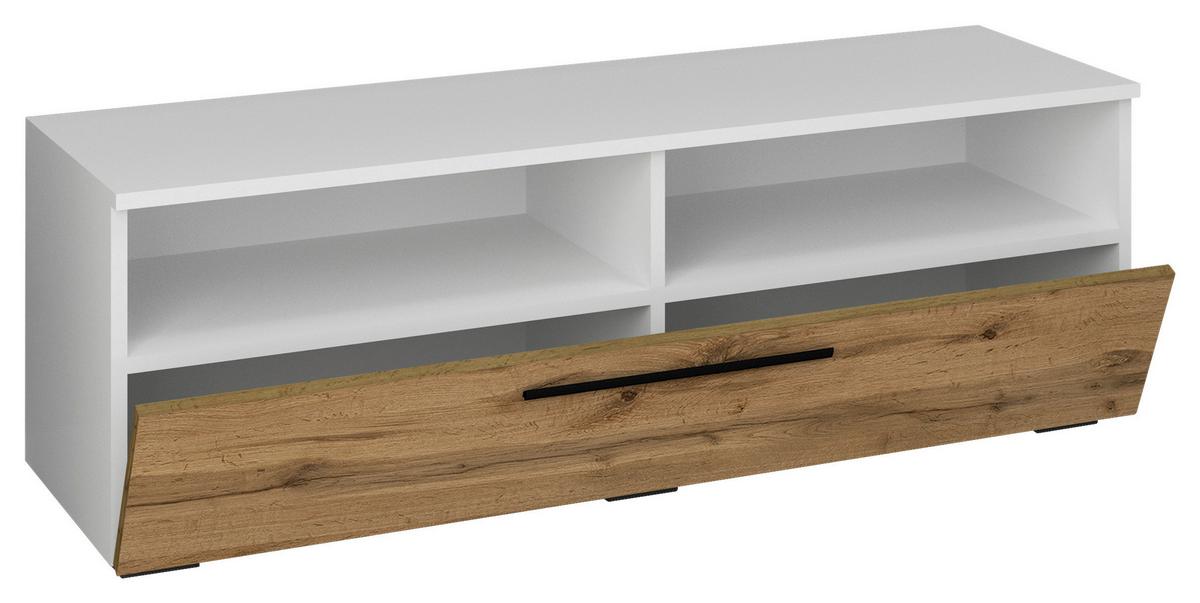Nízka komoda Arila š: 115 cm, biela/dub medový - čierna/biela, Modern, kov/kompozitné drevo (115/39/40cm) - MID.YOU