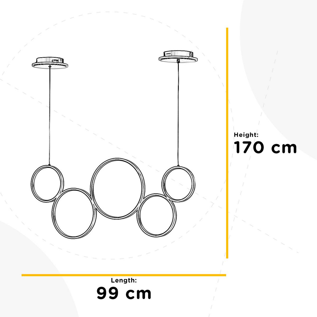 Led-hängeleuchte Schwarz L: 99 Cm 60w - Schwarz, Design, Metall (99/20/170cm)