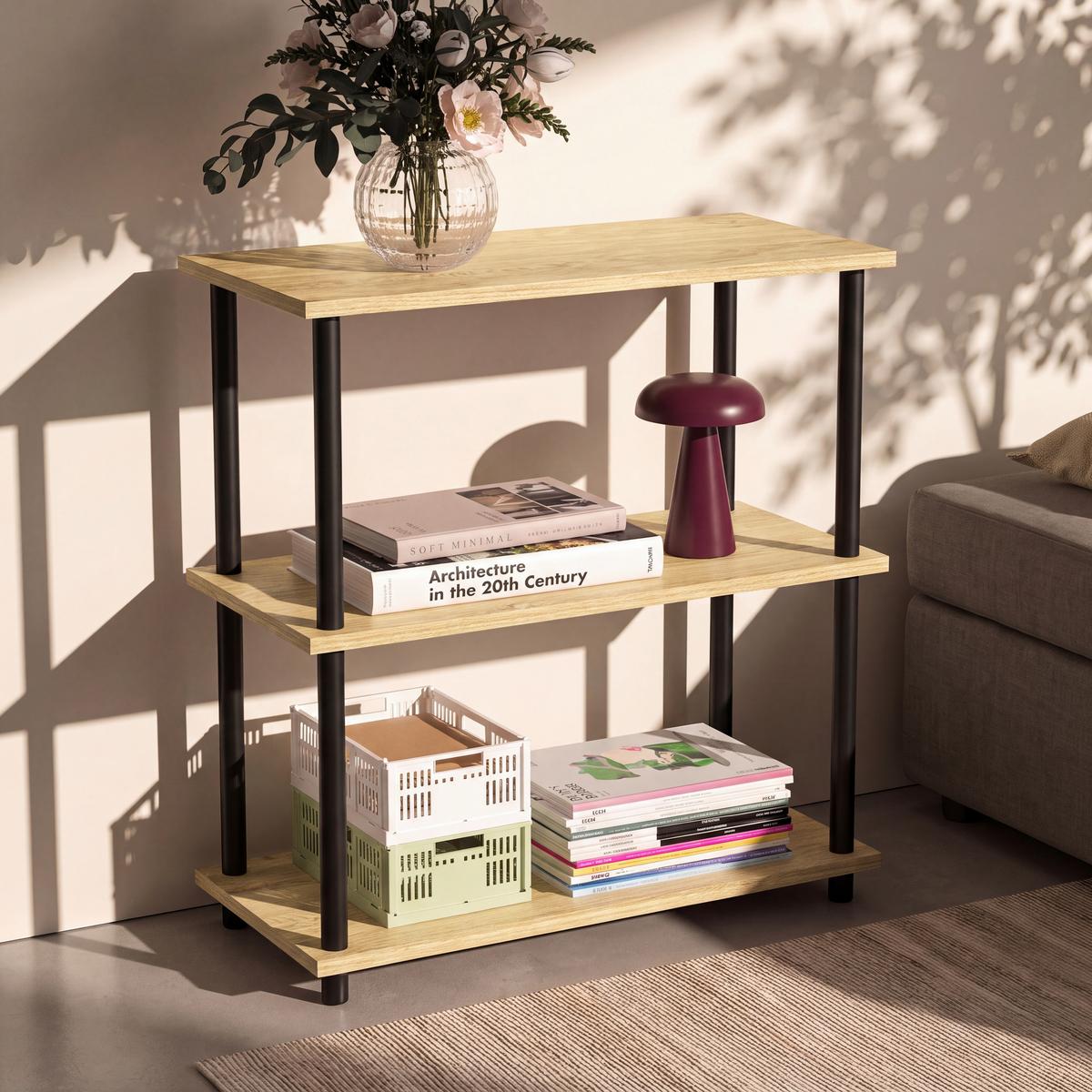 Polc Timilli *top Ár* - natúr színű/fekete, Modern, faalapú anyag/fém (60/76/30cm) - Best Price