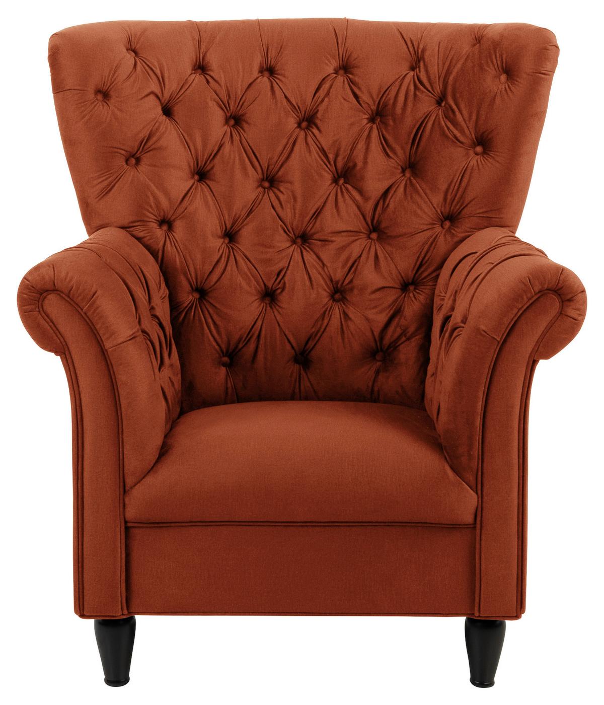 Ohrensessel Cupido - Rostfarben/Schwarz, Design, Textil (96/112/86cm) - MID.YOU