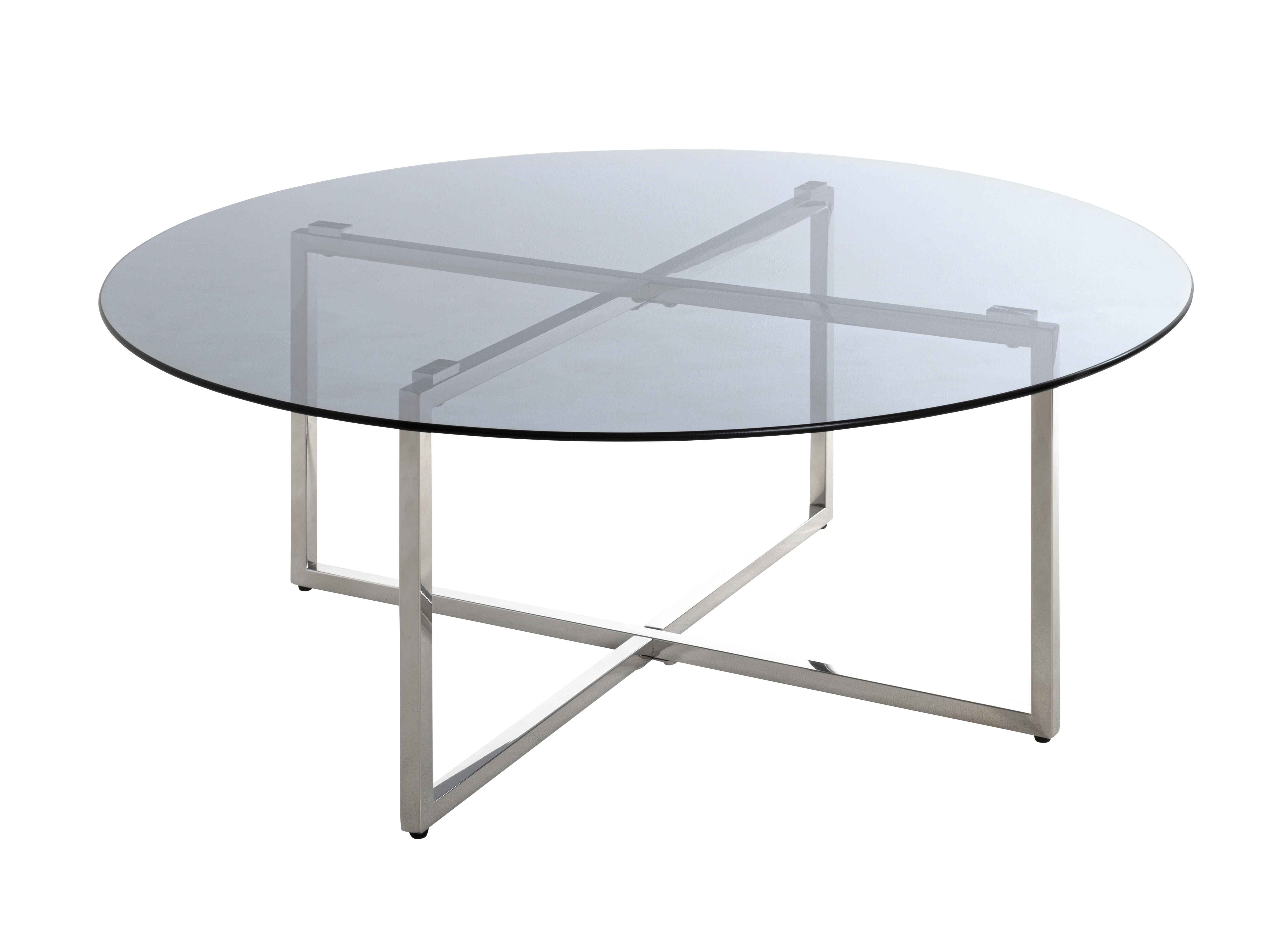 Couchtisch Rund Mit Glasplatte Edelstahlfarben - Edelstahlfarben/Grau, Basics, Glas/Metall (100/45cm)
