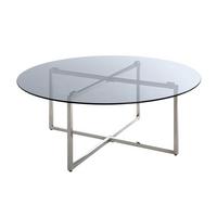 Couchtisch Rund Mit Glasplatte Edelstahlfarben - Edelstahlfarben/Grau, Basics, Glas/Metall (100/45cm)