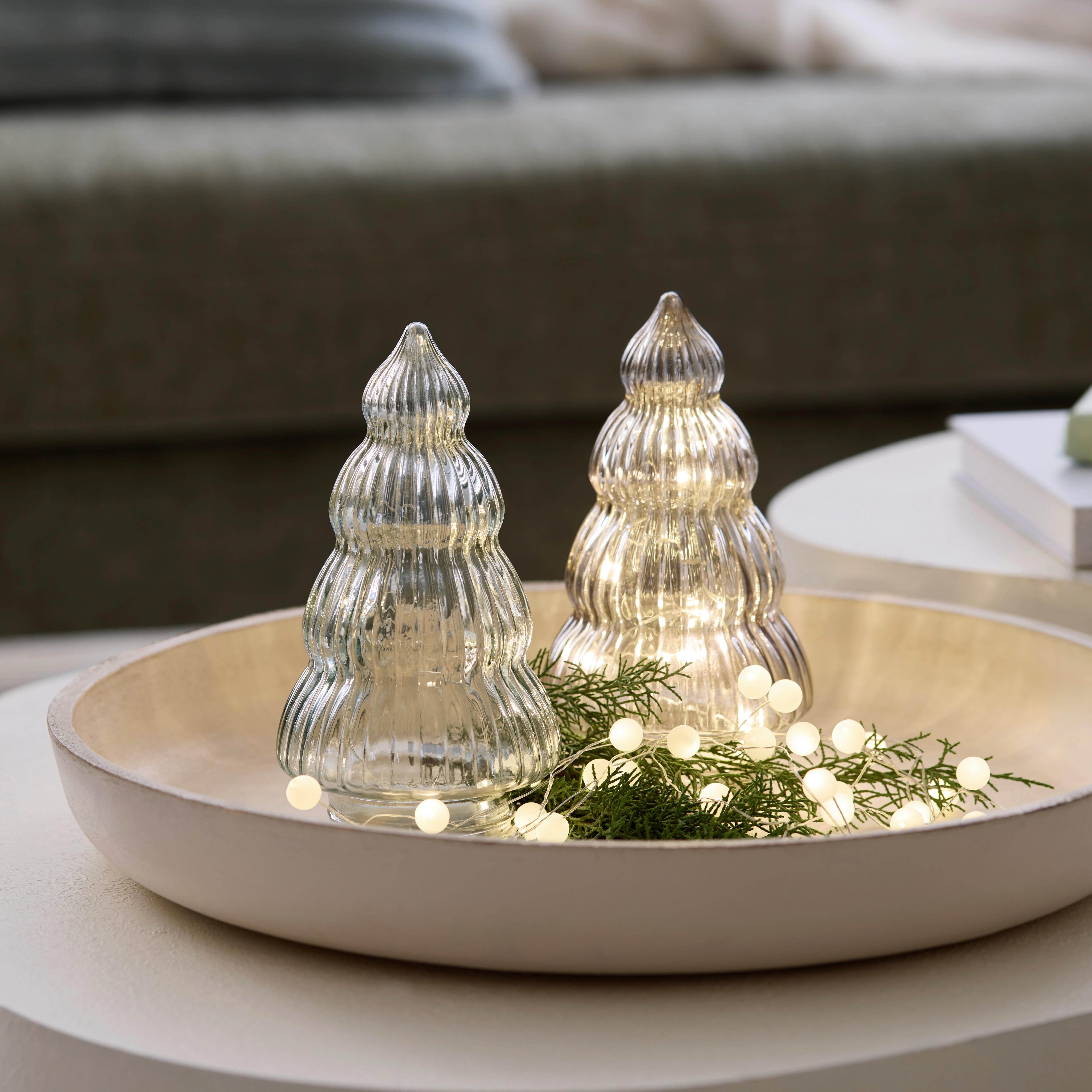 LED Dekokrační stromek LEONIE -PAZ- - šedohnědá, plast/sklo (9,8/18cm) - Mömax