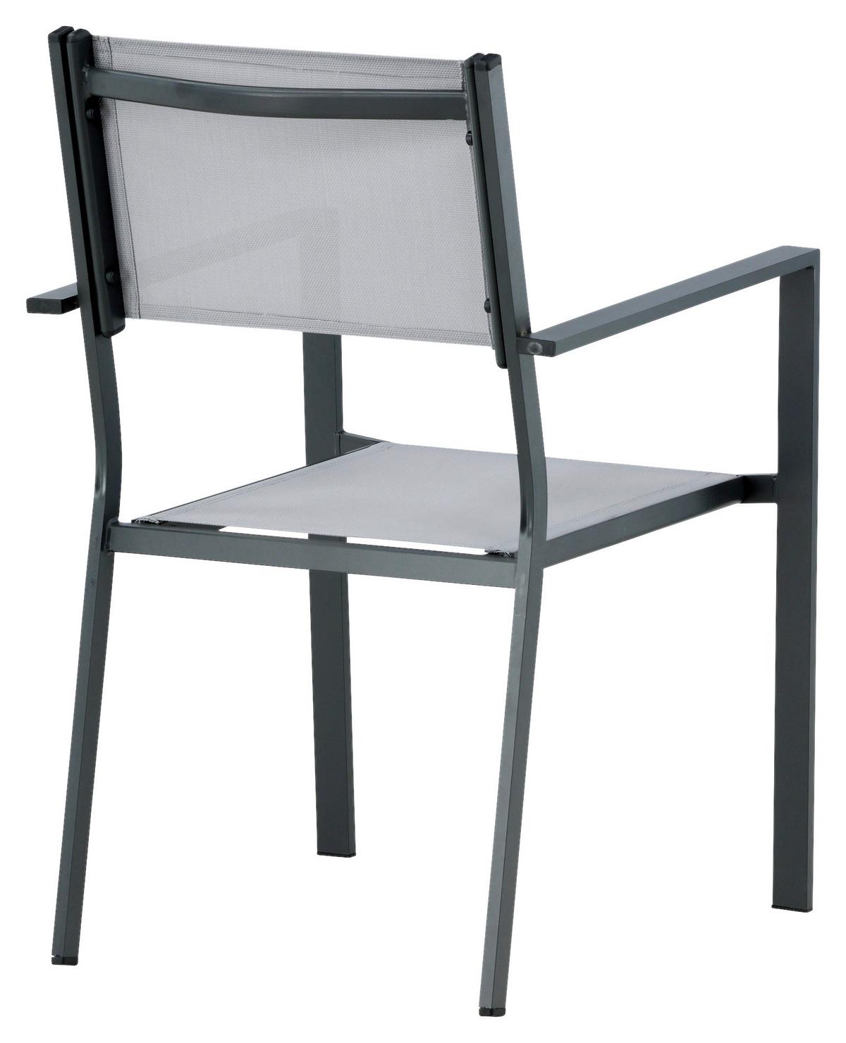 Gartensessel Stapelbar Copacabana Aluminium - Schwarz/Grau, KONVENTIONELL, Textil/Metall (56,5/88/61cm) - Gardenson