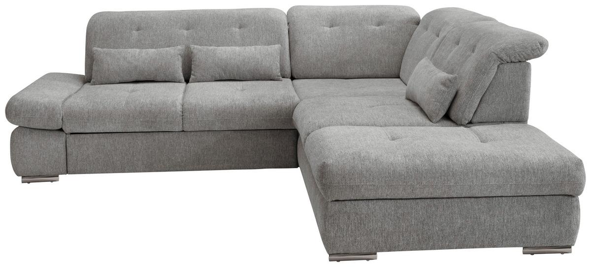Ecksofa Mit Schlaffunktion Dalida Silberfarben Chenille - Chromfarben/Silberfarben, Design, Textil (280/254cm) - Livetastic