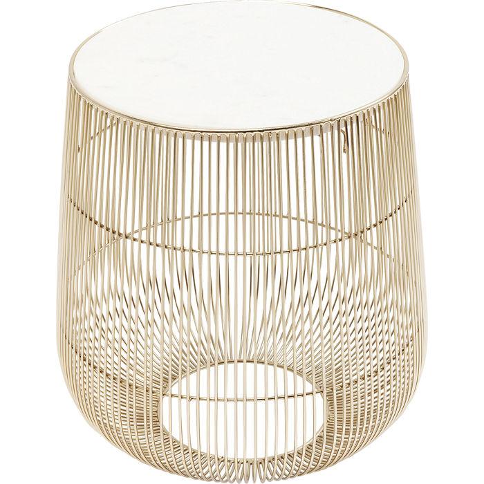 Beistelltisch Beam Weiss Marmor Messing - Messingfarben/Weiß, Trend, Stein/Metall (32/32/35cm) - Kare-Design