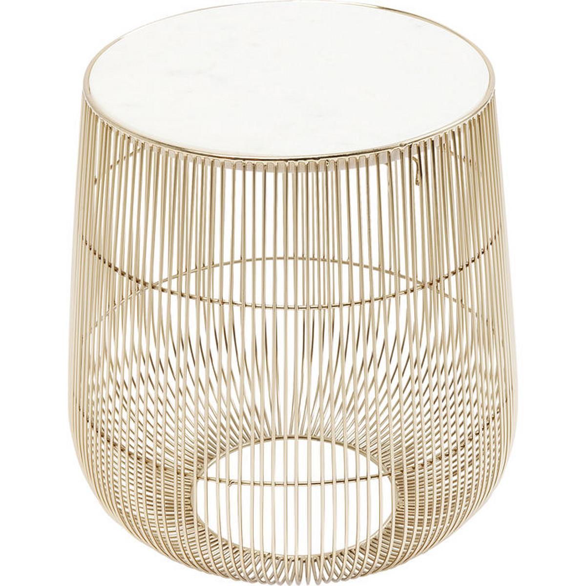 Beistelltisch Beam Weiss Marmor Messing - Messingfarben/Weiß, Trend, Stein/Metall (32/32/35cm) - Kare-Design